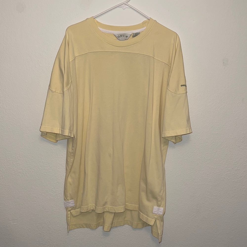 ORVIS pastel yellow heavy cotton t-shirt for outdoor and hunting